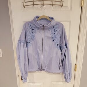 Free People Mesh Windbreaker Blue